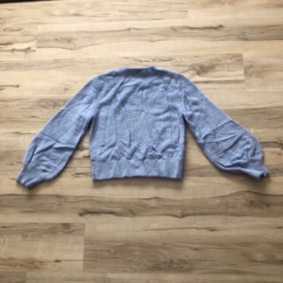 Wayf Blue Crew Neck Sweater with Balloon Sleeves - Picture 3 of 7